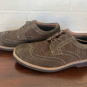 Men's Nunn Bush Brown Suede & Knit Oxford Dress Shoe